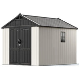 Premium Garden Shed with Floor Patioslife Kick-it ProLock™ Tool-Free Snap-Lock Resin – Weatherproof Outdoor Storage Shed with Floor, UV Resistant, Lockable Backyard Tool Shed for Tools, Bikes & Lawn Mower