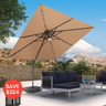 Patioslife Aegis Pro Cantilever Umbrella with LED Lights, Fibreglass Ribs & Powder-Coated Aluminium Pole — Perfect for Garden & Patio